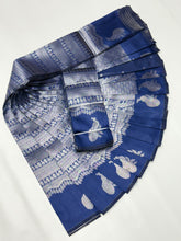 Peacock silver Bridal Saree navy blue