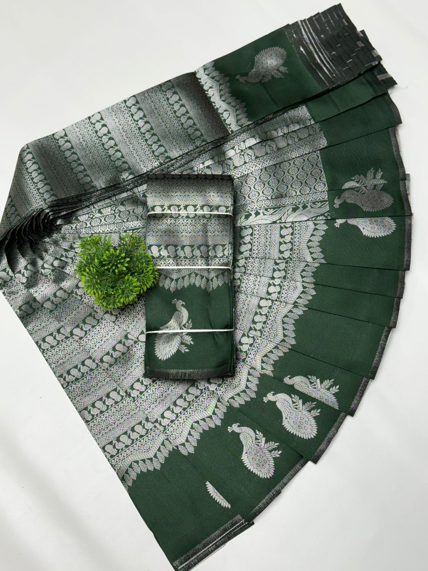Peacock silver Bridal Saree green