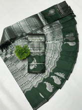 Peacock silver Bridal Saree green