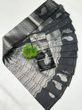 Peacock silver Bridal Saree black with silver
