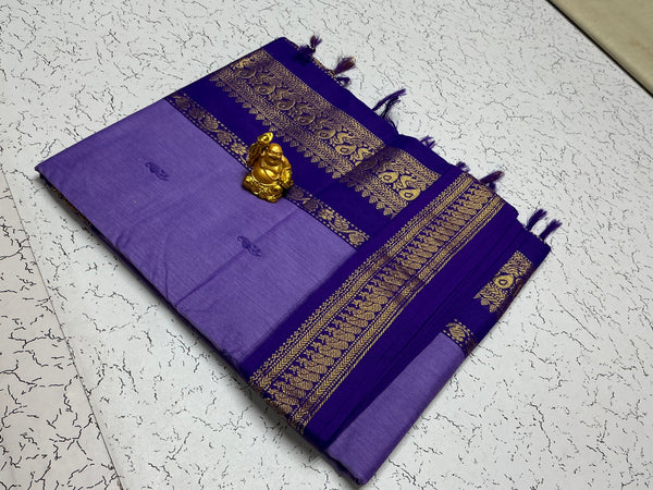 Kalyani Cotton – Lavender Purple with Royal Zari Weave