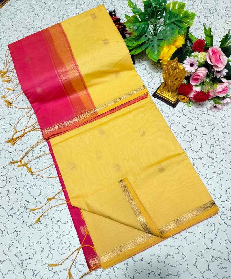 Maheswari Cotton – Mango Yellow & Rani Pink