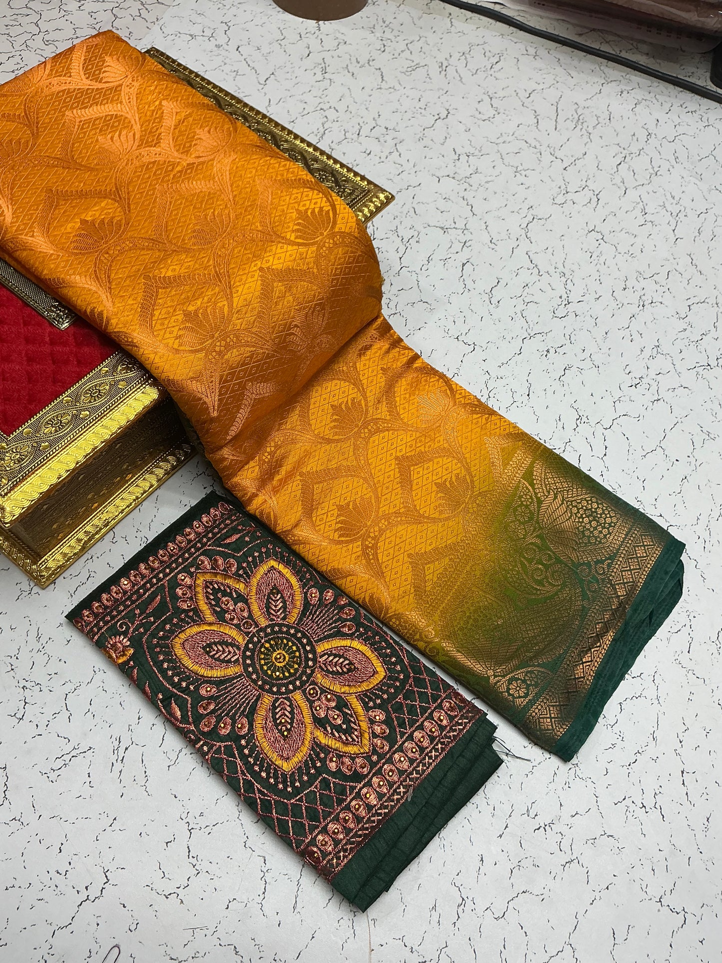 Mulberry_Bridal_Saree_Orange_Green_Pallu