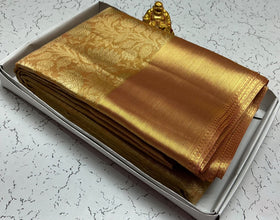 Nita Ambani Inspired - Bronze Gold with Deep Maroon Border