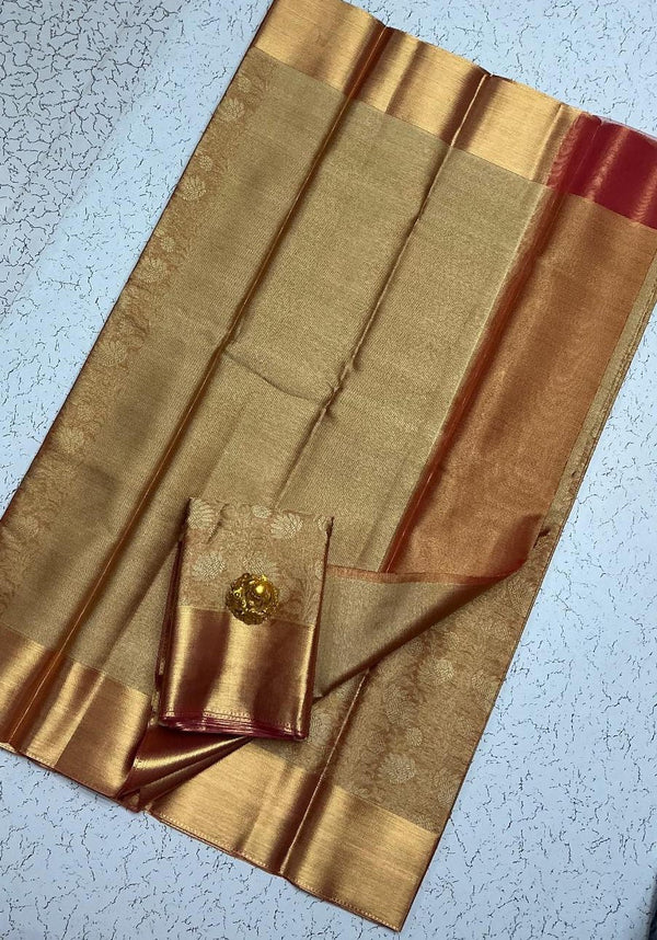 Nita Ambani Inspired - Peach Gold Blend with Maroon Tone