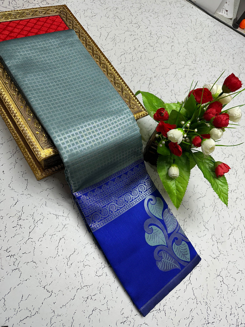 Silk Saree – Sea Green with Royal Blue Pallu