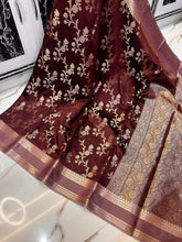 Premium Banarasi Mashru Silk Saree with Dark Brown