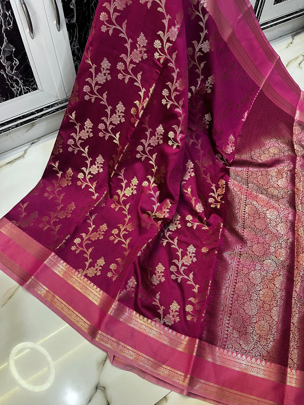 Premium Banarasi Mashru Silk Saree with Coffee Brown