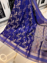 Premium Banarasi Mashru Silk Saree with Navy Blue