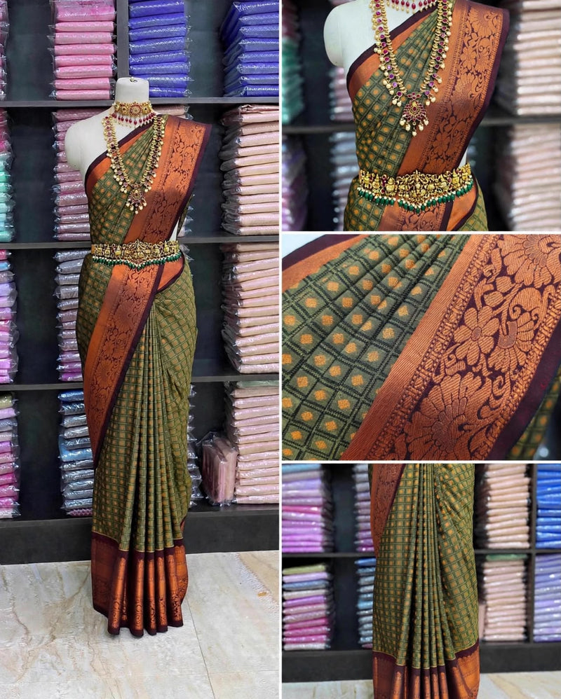 Premium Elampillai Silk Sarees with Rich Copper Zari Floral Border & Traditional Butta Design | Wedding & Festive Wear Sarees | Sri Nandhini Tex