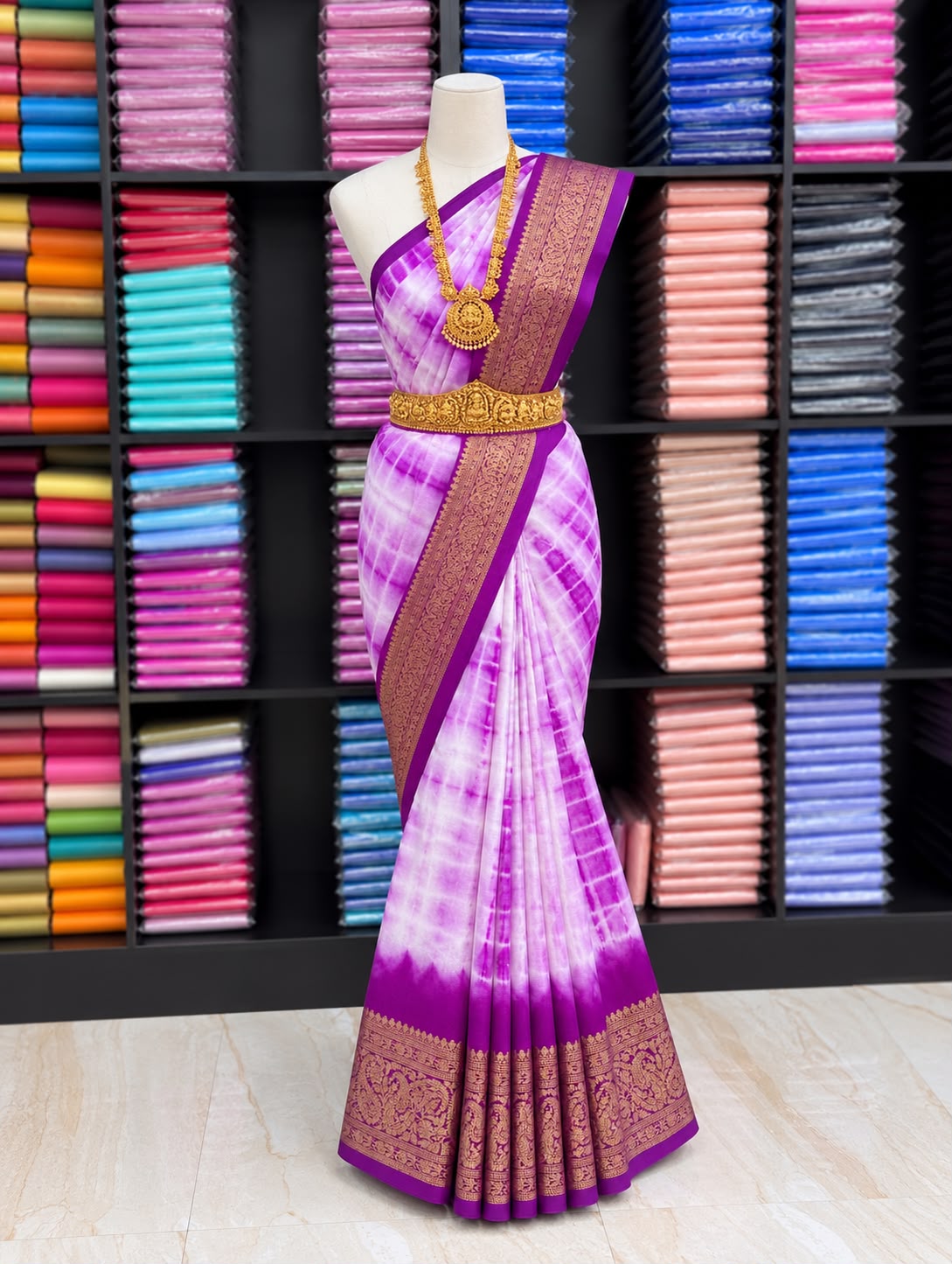 Premium Banarasi Warm Silk Saree – Orchid Purple with Royal Plum Zari Border | Festive Diwali Collection | Sri Nandhini Tex | SNTS001