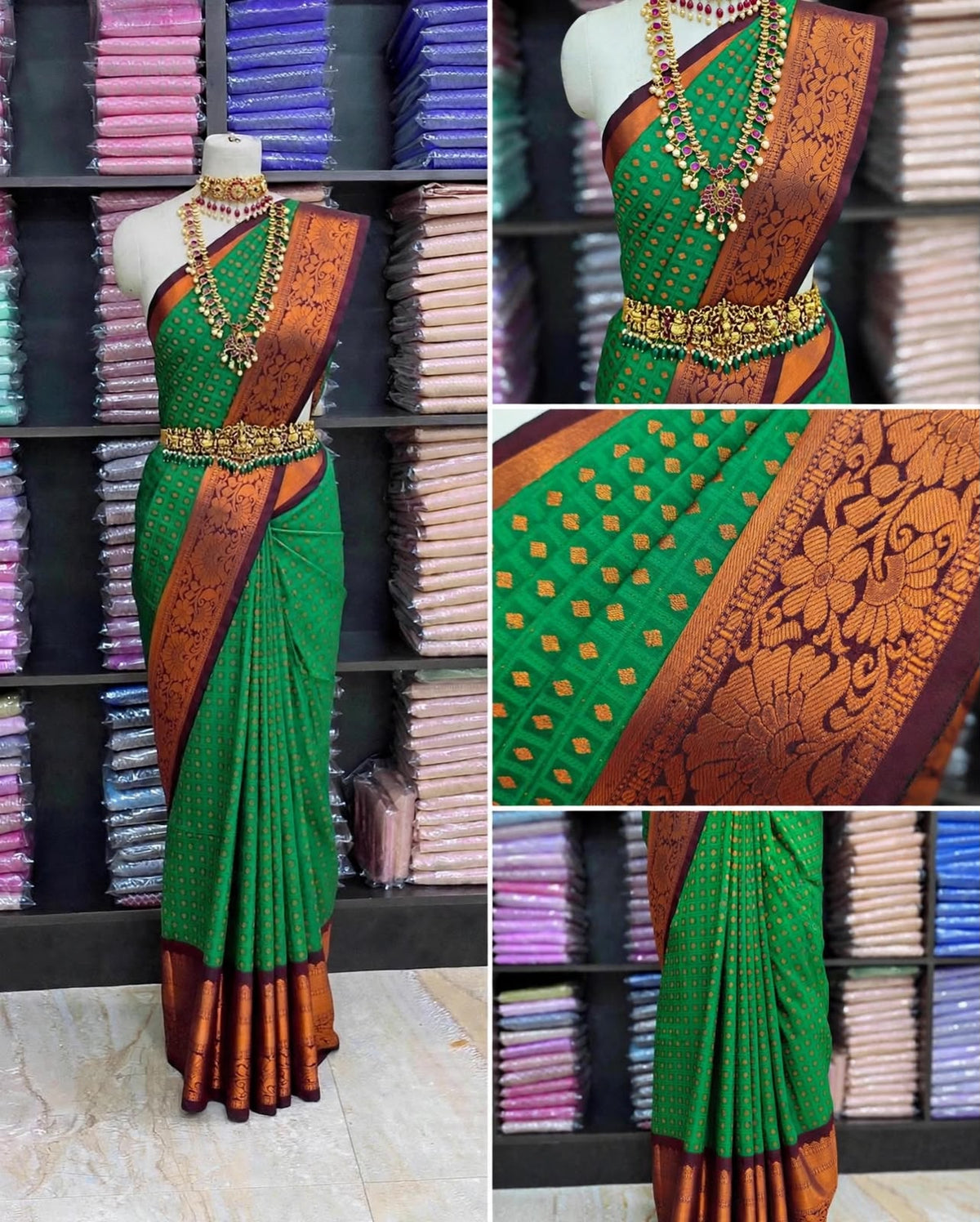 Premium Elampillai Silk Sarees with Rich Copper Zari Floral Border & Traditional Butta Design | Wedding & Festive Wear Sarees | Sri Nandhini Tex