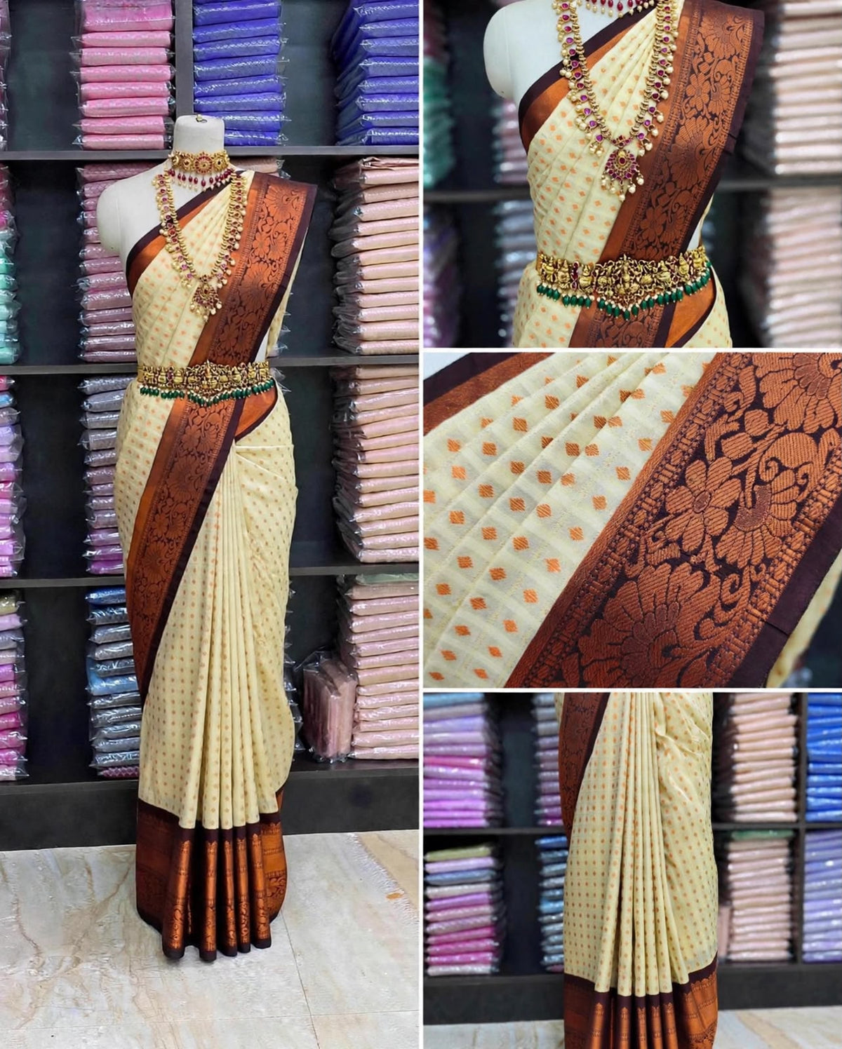 Premium Elampillai Silk Sarees with Rich Copper Zari Floral Border & Traditional Butta Design | Wedding & Festive Wear Sarees | Sri Nandhini Tex