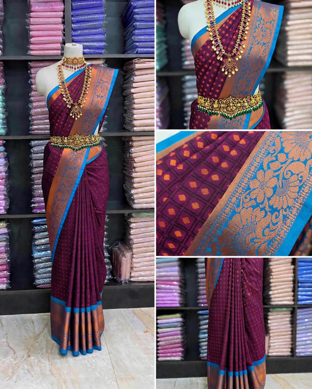 Premium Elampillai Silk Sarees with Rich Copper Zari Floral Border & Traditional Butta Design | Wedding & Festive Wear Sarees | Sri Nandhini Tex