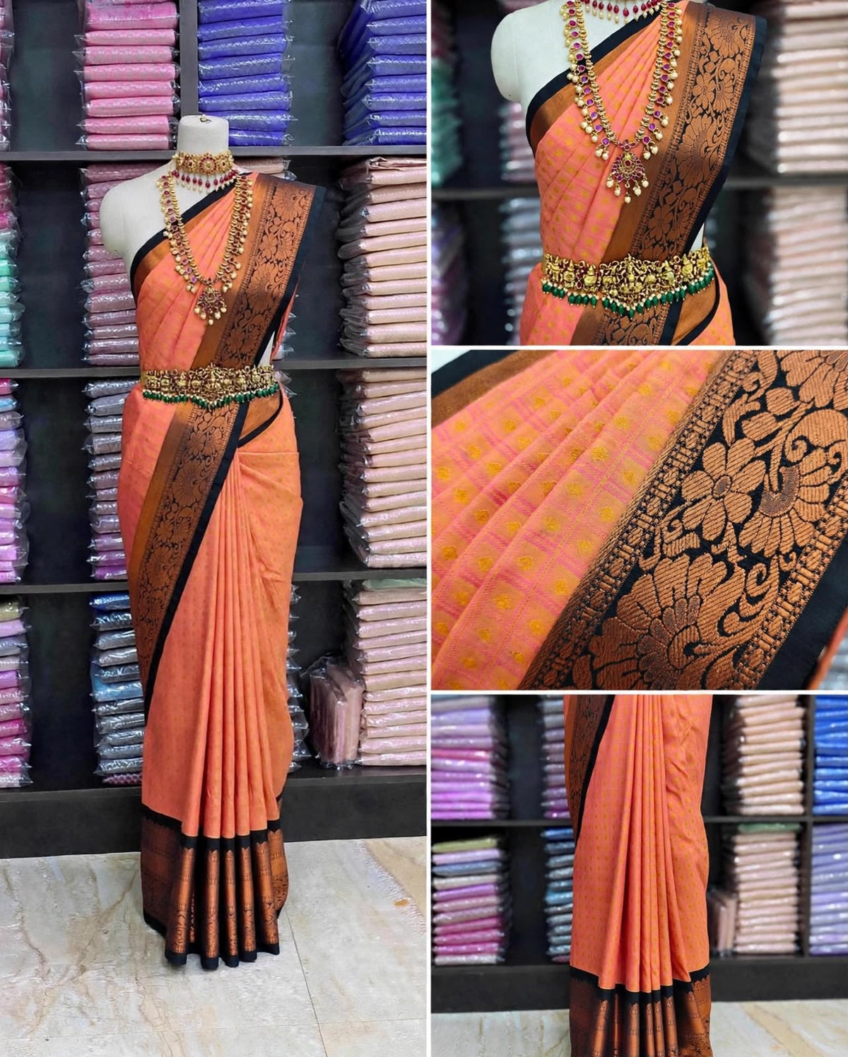 Premium Elampillai Silk Sarees with Rich Copper Zari Floral Border & Traditional Butta Design | Wedding & Festive Wear Sarees | Sri Nandhini Tex