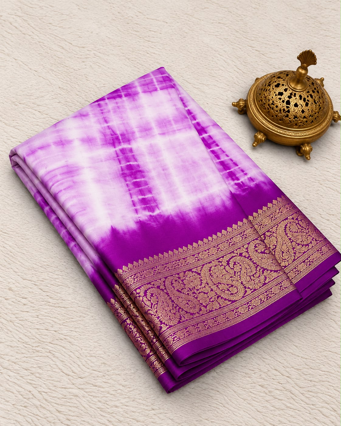 Premium Banarasi Warm Silk Saree – Orchid Purple with Royal Plum Zari Border | Festive Diwali Collection | Sri Nandhini Tex | SNTS001