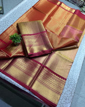 Sneha Inspired Saree – Copper Gold with Red Zari Border