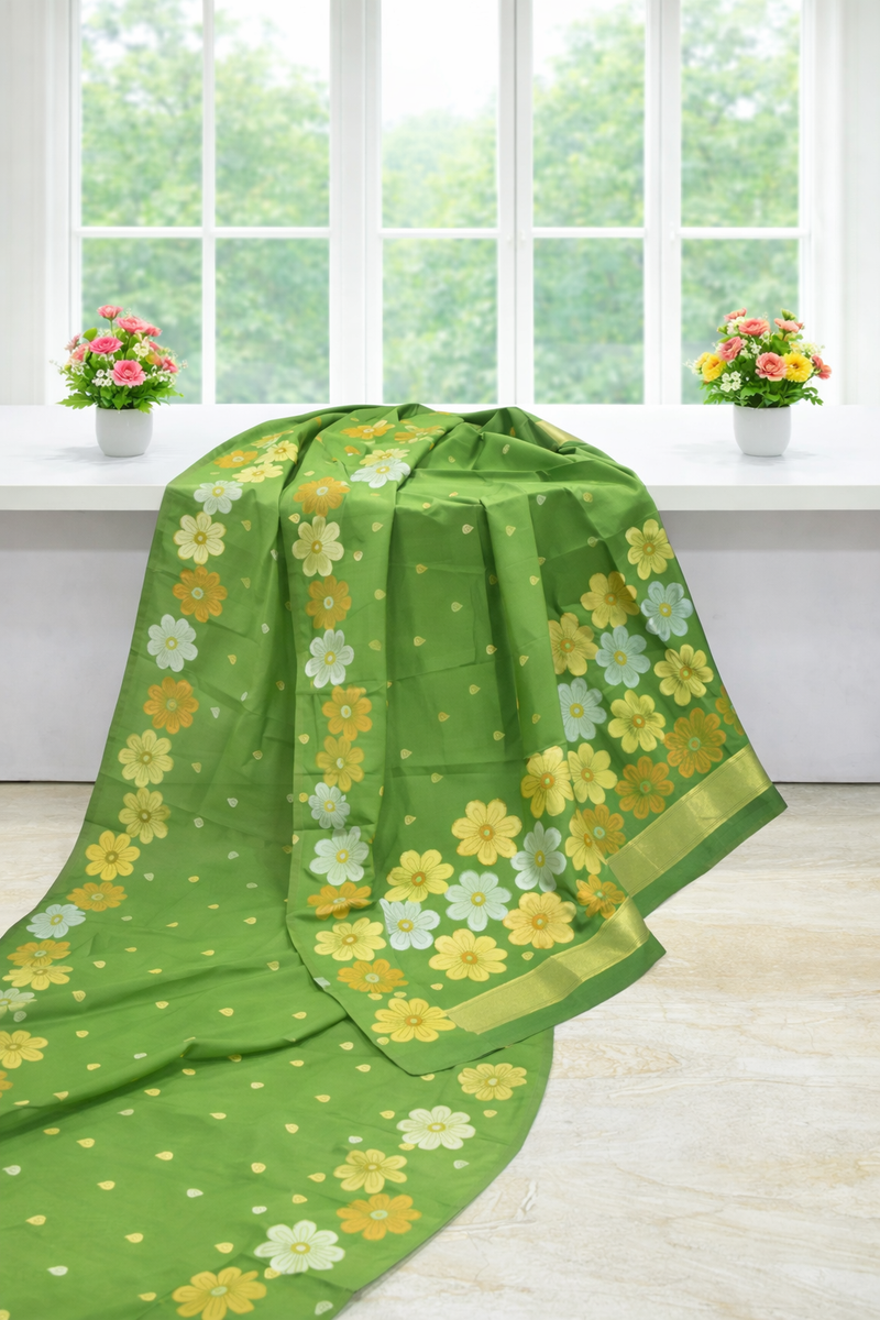 Classic Soft Silk Saree with Elegant Floral Motifs