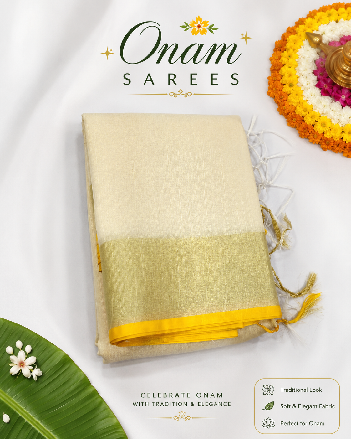 Traditional Onam  Saree | Sri Nandhini Tex | Code: SNTONAM001