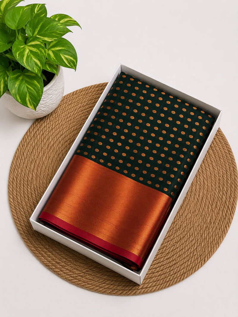 Premium Thousand Buttas Saree – Green with redContrast | Festive Elegance Saree | Sri Nandhini Tex | SNTB006