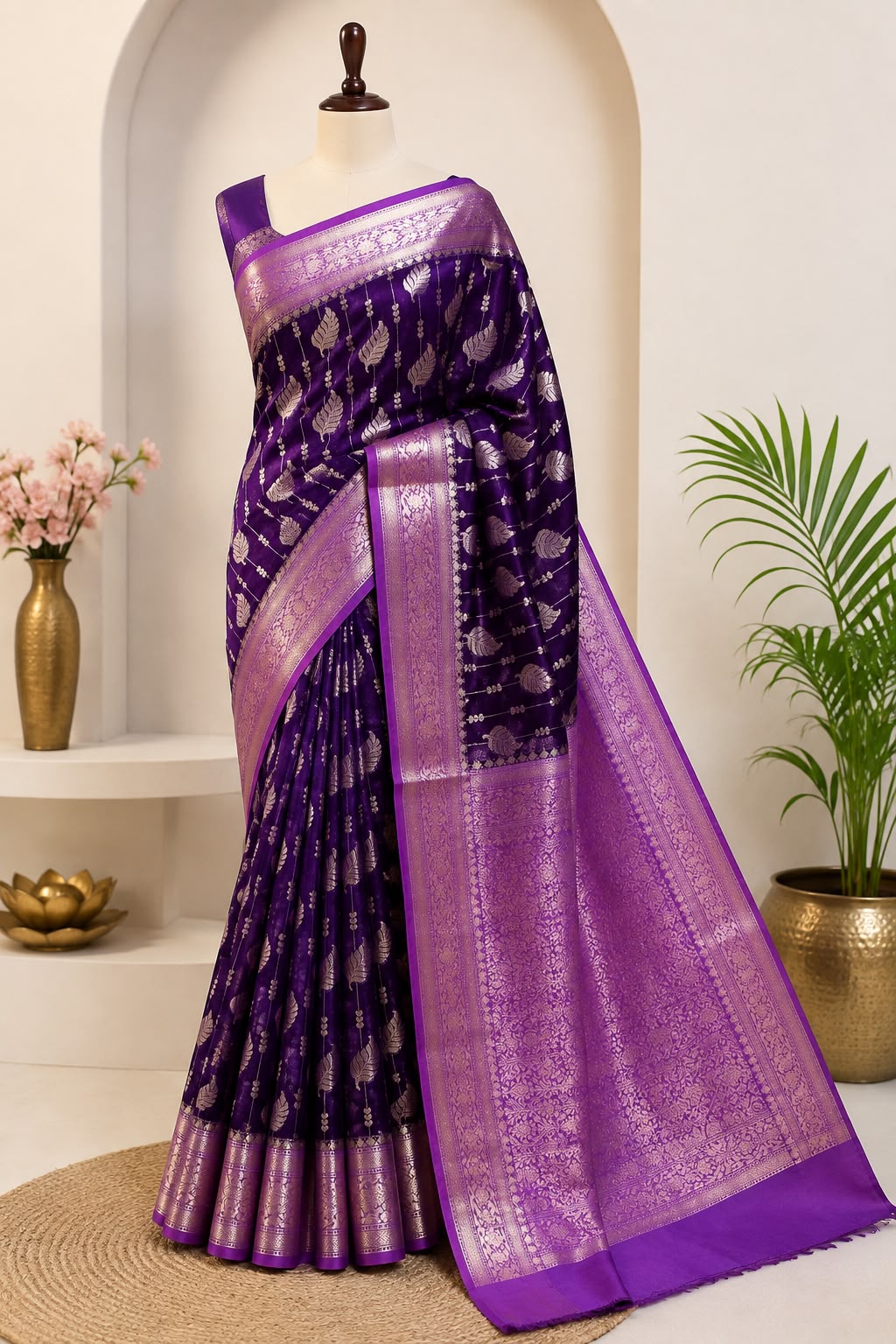 Premium Banarasi Chinya Warm Silk Saree | Rich Banarasi Weaving | Sri Nandhini Tex | Code: SNTBCWS001