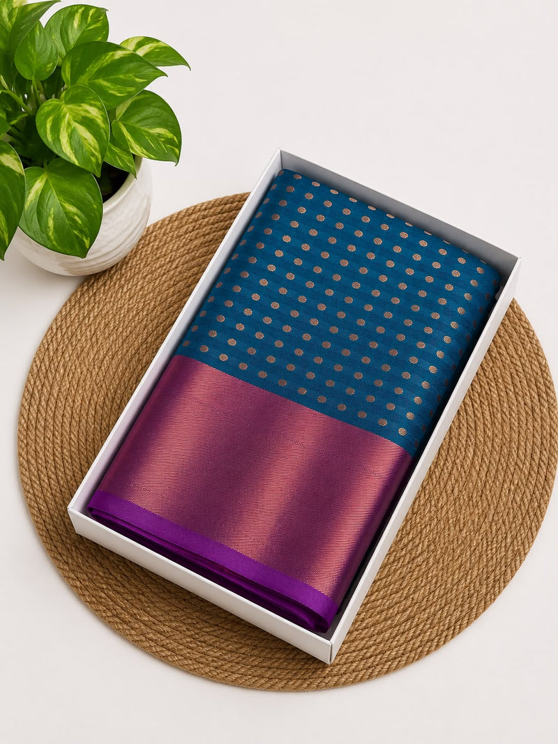 Premium Thousand Buttas Saree – Teal Blue with Royal Plum Contrast | Festive Elegance Saree | Sri Nandhini Tex | SNTB001
