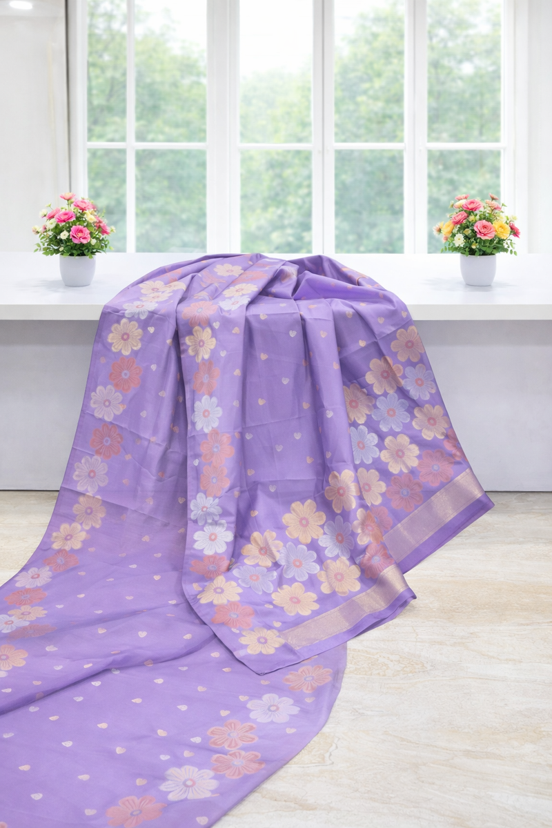 Classic Soft Silk Saree with Elegant Floral Motifs