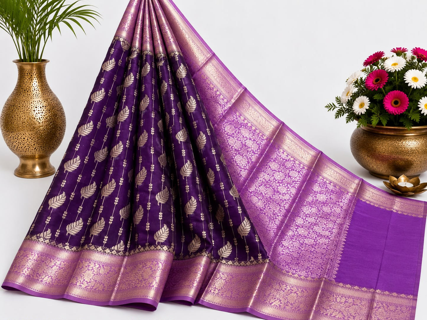 Premium Banarasi Chinya Warm Silk Saree | Rich Banarasi Weaving | Sri Nandhini Tex | Code: SNTBCWS001